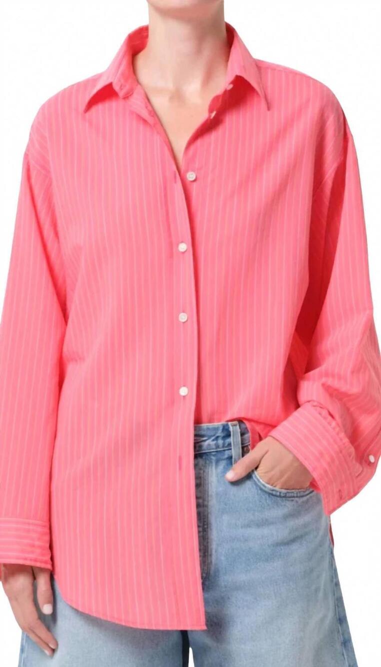 NEW AGOLDE sona shirt in fontana stripe candy